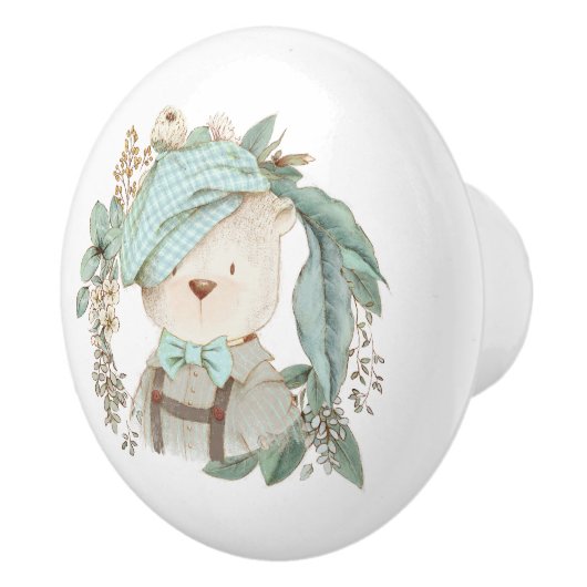 Vintager Teddybär Keramikknauf (Rechts)