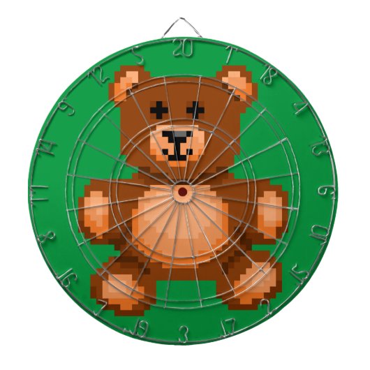 Vintager Teddybär - Pixel Art Dartscheibe (vorne)