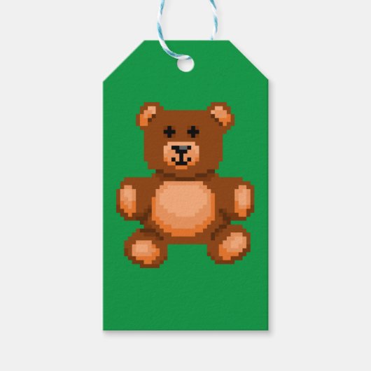 Vintager Teddybär - Pixel Art Geschenkanhänger (Vorderseite)