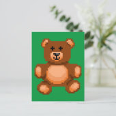 Vintager Teddybär - Pixel Art Postkarte (Stehend Vorderseite)