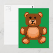 Vintager Teddybär - Pixel Art Postkarte (Vorne/Hinten)