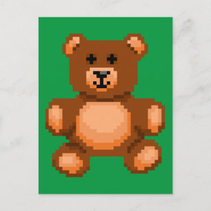 Vintager Teddybär - Pixel Art Postkarte