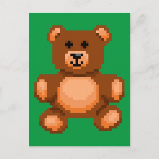 Vintager Teddybär - Pixel Art Postkarte (Vorderseite)