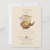 Vintager Tee | Aquarellblütendusche Einladung (Vorderseite)