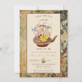 Vintager Tee | Aquarellblütendusche Einladung (Vorderseite)