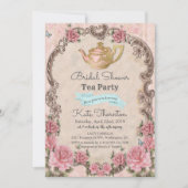 Vintager Tee-Brautdusche Einladung (Vorderseite)