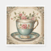 Vintager Tee Cup Blumenkohl Brautparty Party Serviette (Vorderseite)