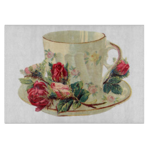 Vintager Tee-Cup mit Rose-Schneidebrett Schneidebrett