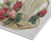 Vintager Tee-Cup mit Rose-Schneidebrett Schneidebrett (Ecke)