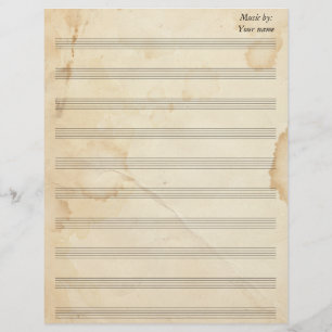 Vintager Tee Gestaltete Noten 10 Stave
