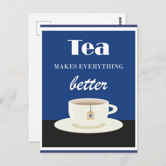 Vintager Tee macht alles besser Postkarte (Vorne/Hinten)