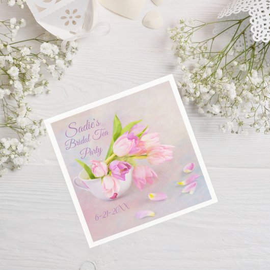 Vintager Tee mit Tulips Bridal Teedusche Napkins Serviette