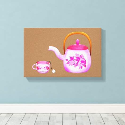 Vintager Tee-Tee-Party Leinwanddruck (Insitu (Holzboden))