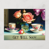 Vintager Tee und Rose werden bald gut Postkarte (Vorderseite)