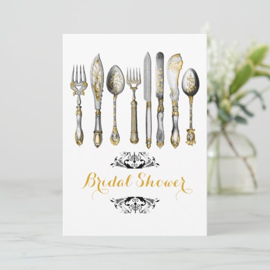 Vintager Teebereich Einladung (Stehend Vorderseite)