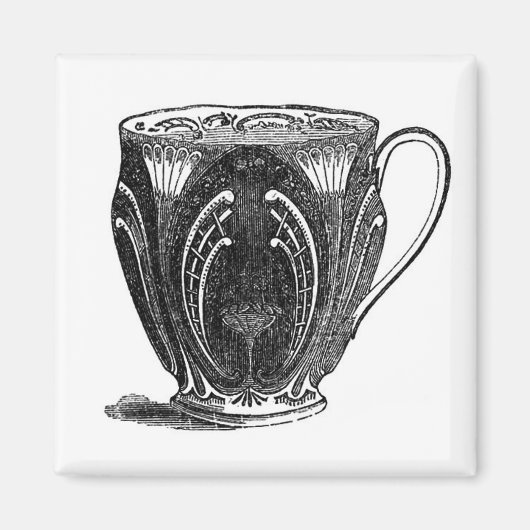 Vintager Teecup Mitte der 80er Jahre Kühlschrankma Magnet (Vorne)