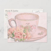 Vintager Teecup Vielen Dank Postkarte (Vorne/Hinten)