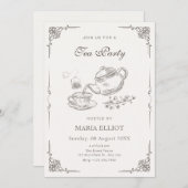 Vintager Teekanne Einladung (Vorne/Hinten)