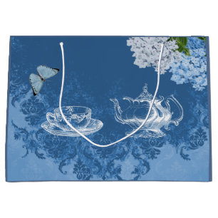 Vintager Teekannehydrangea-blaue Große Geschenktüte