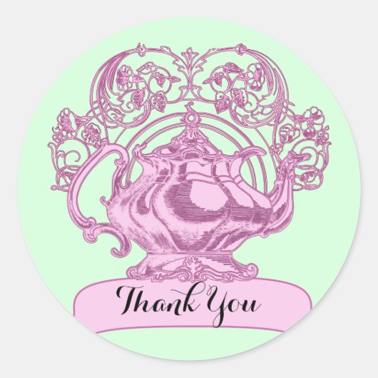 Vintager Teekessel Runder Aufkleber (Vorderseite)