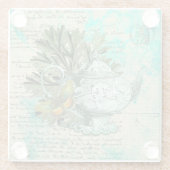 Vintager Teekessel und Ephemerollage Glasuntersetzer (Rückseite)