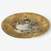 Vintager Teekessel und goldenes Ephemee Pappteller (Schrägansicht)