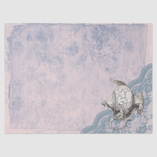 Vintager Teekessel und Teekanne Seidenpapier (Vorderseite)