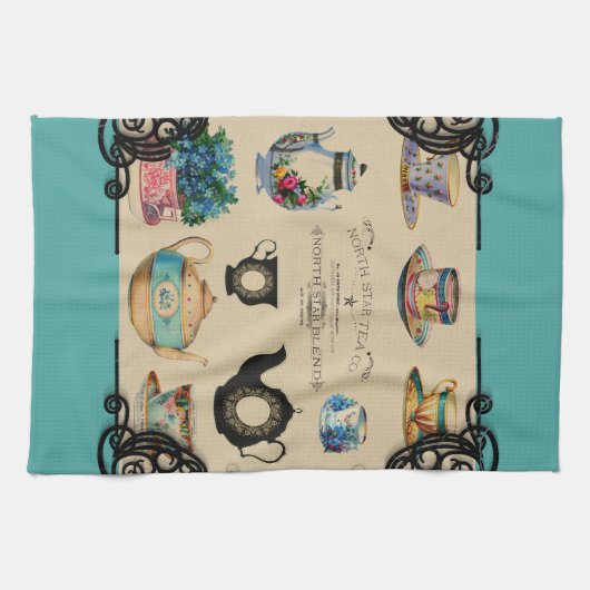 Vintager Teekessel und Teekessel Geschirrtuch (Horizontal)