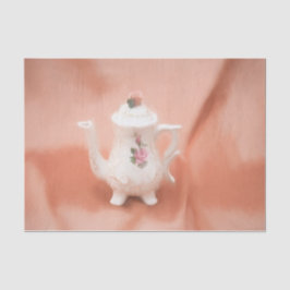 Vintager Teekessel Weißrosa Antiquitätendekoupage Seidenpapier