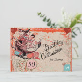 Vintager Teekopf Grunge Custom Geburtstagsaufentha Einladung (Stehend Vorderseite)