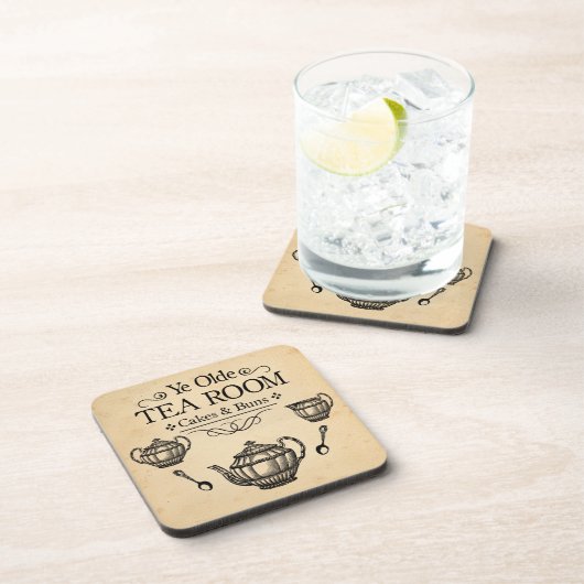 Vintager Teesalon Getränkeuntersetzer (Rechte Seite)