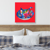 Vintager Teetasse Wasserfarbenkunst Leinwanddruck (Insitu (Schlafzimmer))