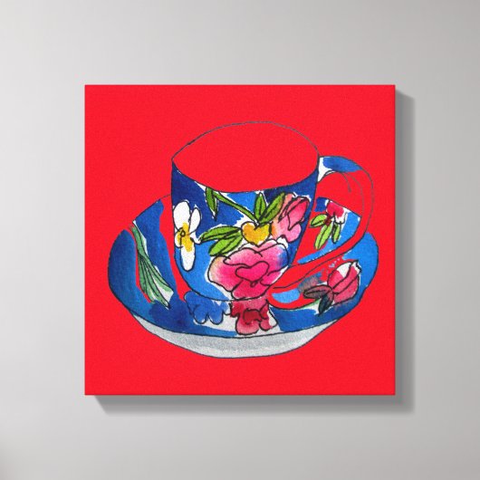 Vintager Teetasse Wasserfarbenkunst Leinwanddruck (Vorderseite)