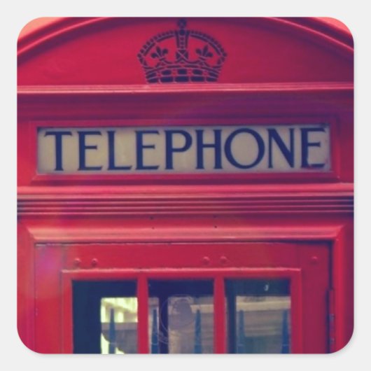 Vintager Telefonkabine in London City Quadratischer Aufkleber (Vorderseite)