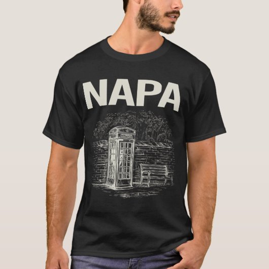 Vintager Telefonkabine Napa T-Shirt (Vorderseite)
