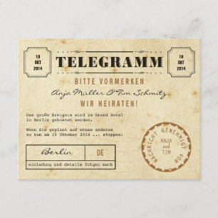 Vintager Telegramm Save The Date