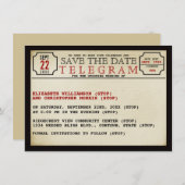 Vintager Telegrammstil Save the Date (Vorne/Hinten)