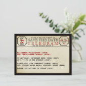 Vintager Telegrammstil Save the Date (Stehend Vorderseite)