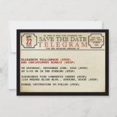 Vintager Telegrammstil Save the Date (Vorderseite)