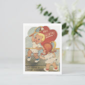 Vintager Tennis-PaareValentine Feiertagspostkarte (Stehend Vorderseite)
