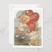 Vintager Tennis-PaareValentine Feiertagspostkarte (Vorne/Hinten)