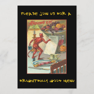 Vintager Teufel am Halloween-Party mit blutigem Einladung