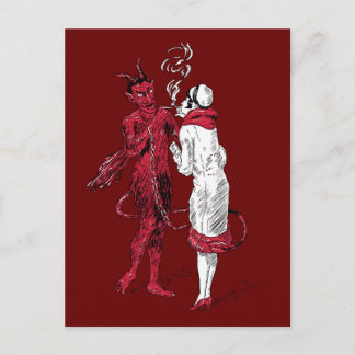 Vintager Teufel und Frauenrauchen Postkarte