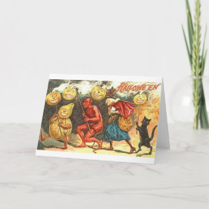 Vintager Teufel und Hexenmeisterausweis Karte
