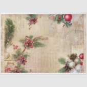 Vintager Text mit Weihnachtsbotanicals Decoupage Seidenpapier (Vorderseite)