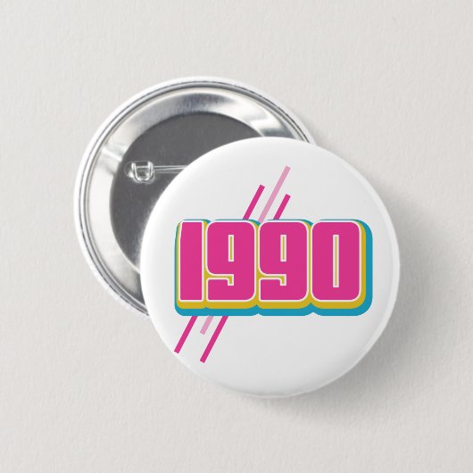 Vintager Text von 1990 Button (Vorne & Hinten)
