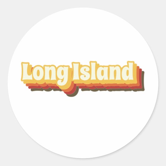 Vintager Text von Long Island Retro Runder Aufkleber (Vorderseite)