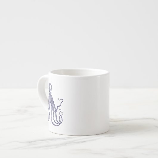 Vintager texturierter Kraken Espressotasse (Vorderseite Links)