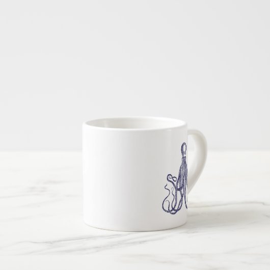 Vintager texturierter Kraken Espressotasse (Vorderseite Rechts)