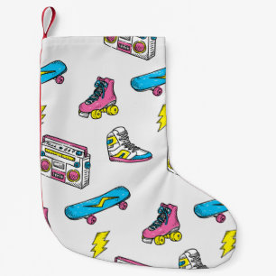 Vintager Themenhintergrund mit Sneakers Radio Skat Kleiner Weihnachtsstrumpf